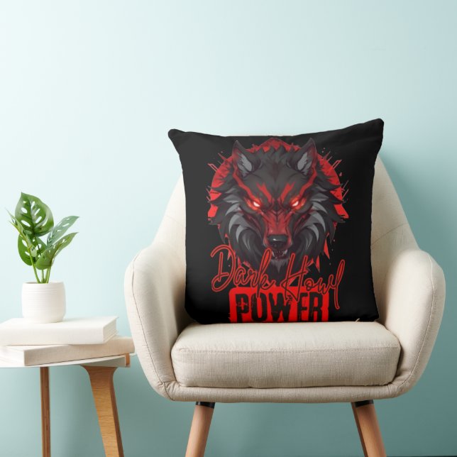 Cojín Decorativo Lobo rojo estilizado | Poderoso arte de Howl Oscur (Silla)