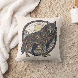Cojín Decorativo Lobo Tribal
