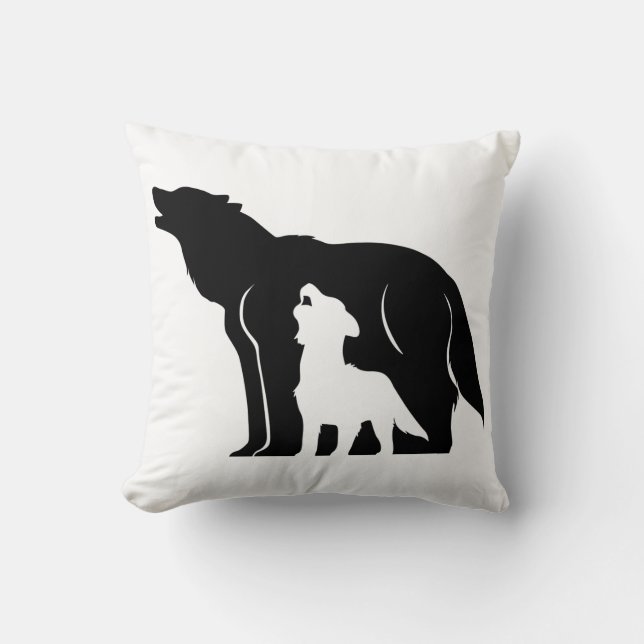 Cojín Decorativo Lobos blancos y negros (Anverso)