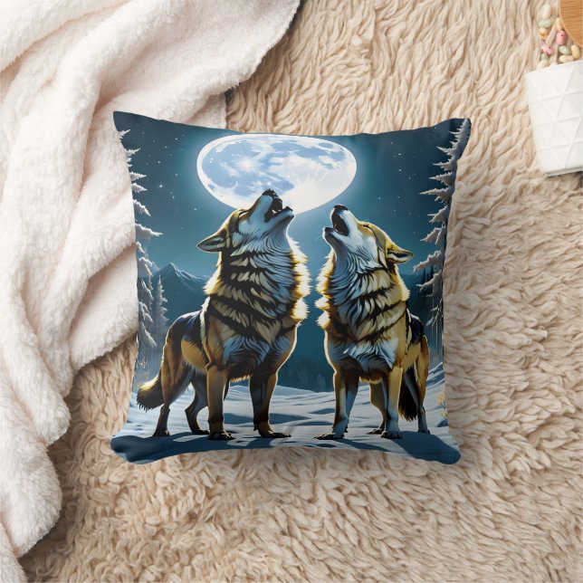 Cojín Decorativo Lobos de invierno llenos de emoción (Manta)