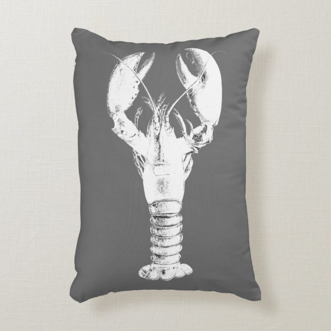 Cojín Decorativo Lobster blanco sobre gris / gris (Frente (Vertical))