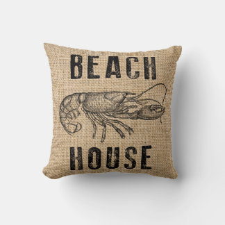 Cojín Decorativo Lobster de la Casa de la Playa Rústico Turno de ve