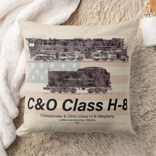 Cojín Decorativo Locomotora Allegheny C&O Clase H-8 - bandera ameri