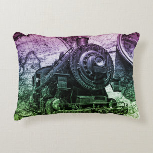 Cojín Decorativo Locomotora de motor de vapor de vintage