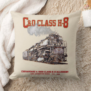 Cojín Decorativo Locomotora de vapor C&O Clase H-8 2-6-6-6 Alleghen