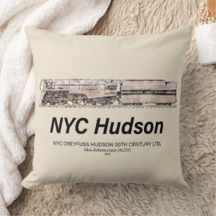 Cojín Decorativo Locomotora de vapor NYC Dreyfuss Hudson. Perfil