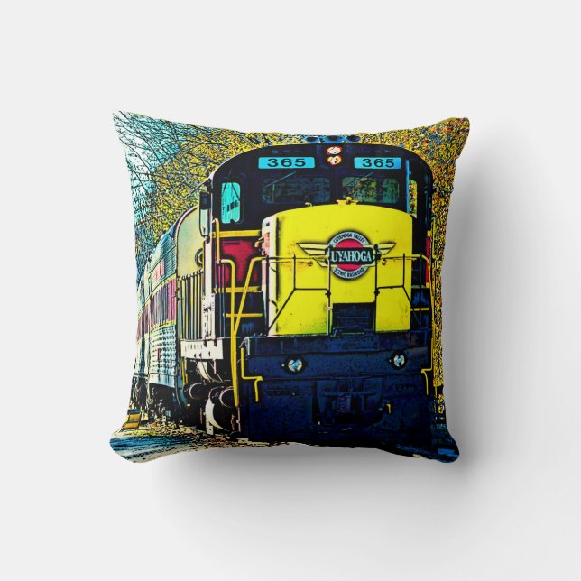 Cojín Decorativo Locomotora y tren de Cuyahoga (Anverso)