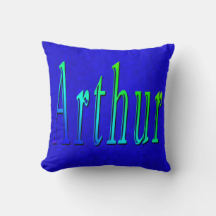 Cojín Decorativo Logo De Arthur Name En El Mosaico Azul,