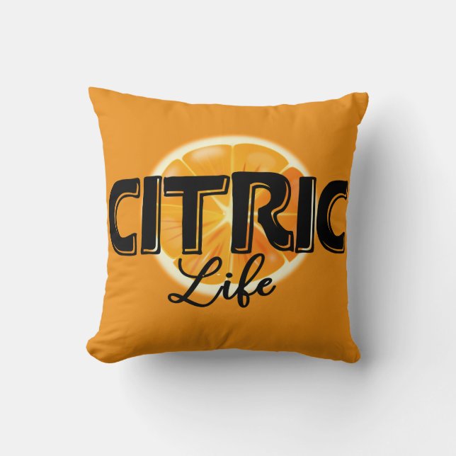 Cojín Decorativo Logo de Citric Life naranja (Anverso)