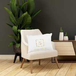 Cojín Decorativo Logo de la empresa comercial blanco dorado elegant