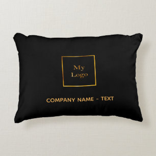 Cojín Decorativo Logo de la empresa de negocios oro negro elegante