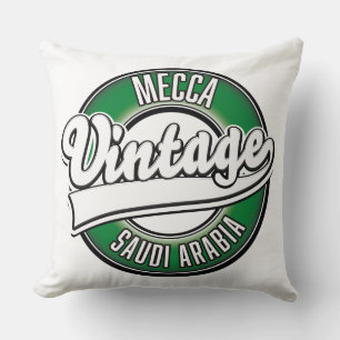 Cojín Decorativo Logo de la Meca saudita arabia vintage