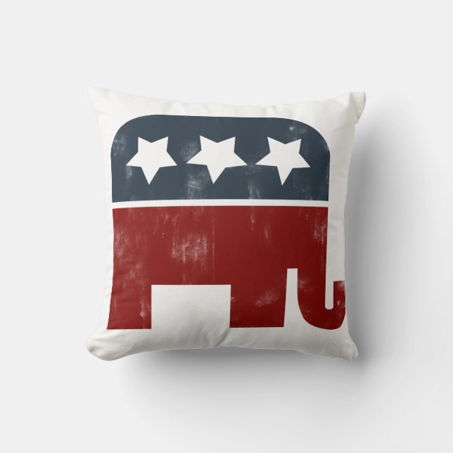 Cojín Decorativo Logo de los elefantes del GOP (Anverso)