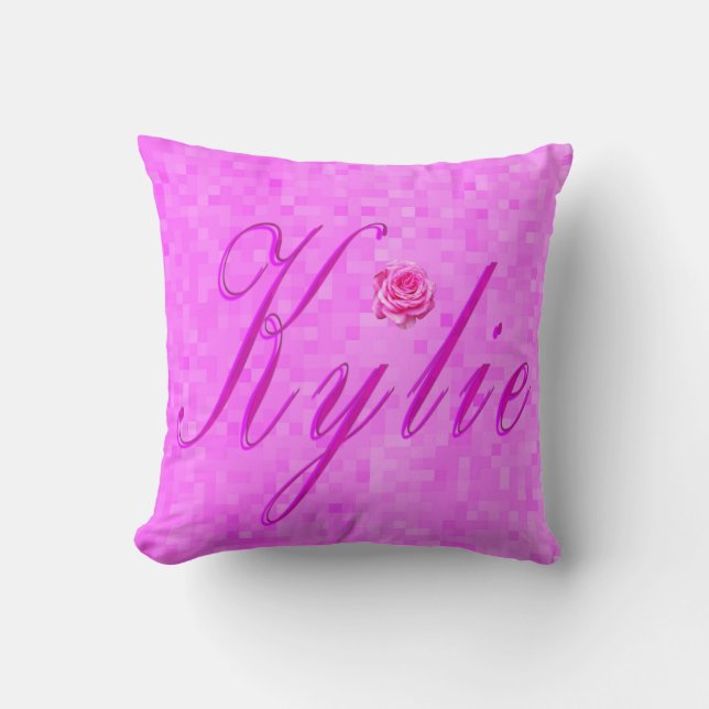 Cojín Decorativo Logo De Nombre Kylie En Rosa (Anverso)