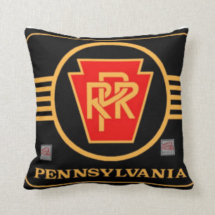 Cojín Decorativo Logo de Pennsylvania Railroad Black and gold