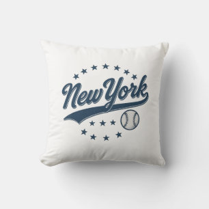 Cojín Decorativo Logo de un guión de béisbol de Nueva York vintage