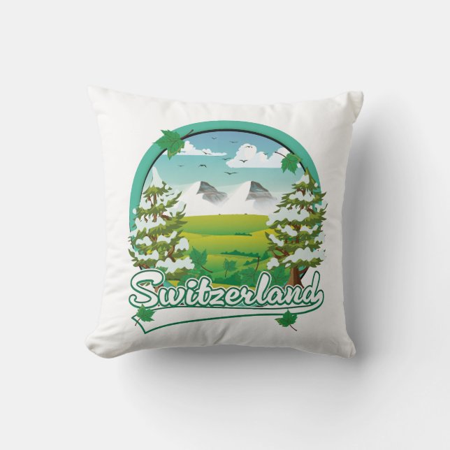 Cojín Decorativo Logo de viajes retro de Suiza (Anverso)