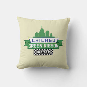 Cojín Decorativo Logo del Taxi de la Cinta Verde de Chicago - Fan A