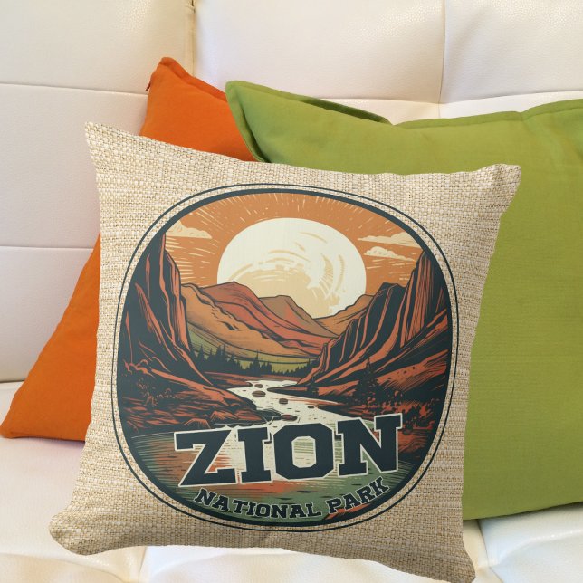 Cojín Decorativo Logo Escenario del Parque Nacional de Zion (Subido por el creador)