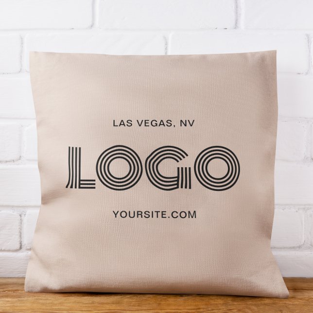 Cojín Decorativo Logo rectangular moderno Beige y Negro (Modern Tan and Brown Leopard Spot Outdoor Pillow)