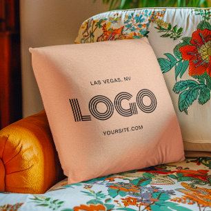 Cojín Decorativo Logo Rectangular Moderno de Melocotón