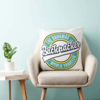 Cojín Decorativo Logo retro del Campeón Mundial Backpacker de las B