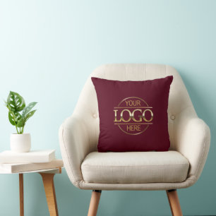 Cojín Decorativo Logotipo comercial de la marca Burgundy Corporate 
