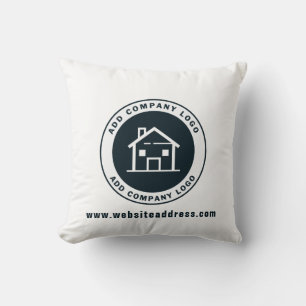 Cojín Decorativo Logotipo comercial personalizado y dirección del s