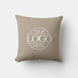 Cojín Decorativo Logotipo corporativo de empresa en taupe promocion
