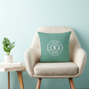 Cojín Decorativo Logotipo corporativo de empresa teal promocional
