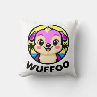 Cojín Decorativo Logotipo de animación de cachorro Kawaii de Wuffoo
