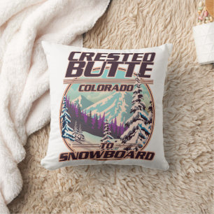 Cojín Decorativo logotipo de Crested Butte Colorado Snowboarding