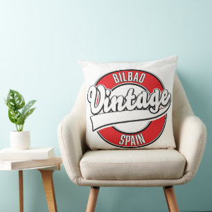 Cojín Decorativo logotipo de estilo vintage de Bilbao España