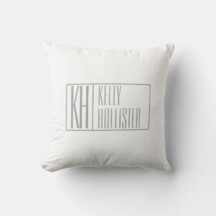 Cojín Decorativo Logotipo de iniciales y nombre gris moderno