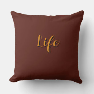 Cojín Decorativo  Logotipo de Life Dk Brown     