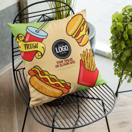 Cojín Decorativo Logotipo de negocio personalizado | Tema Hamburger