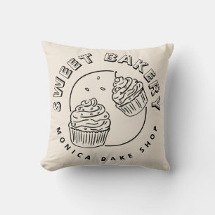 Cojín Decorativo Logotipo de panadería dulce vintage