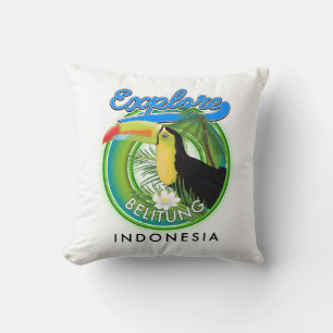 Cojín Decorativo logotipo de viaje a Belitung Indonesia Clásico Red