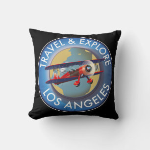 Cojín Decorativo logotipo de viaje explorar Los Ángeles