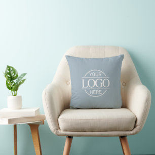 Cojín Decorativo Logotipo empresarial azul escandinavo promocional
