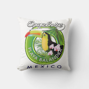 Cojín Decorativo logotipo retro de Playa Balandra México