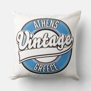 Cojín Decorativo logotipo vintage de Atenas Grecia