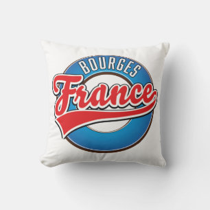 Cojín Decorativo Logotipo vintage de Bourges Francia.