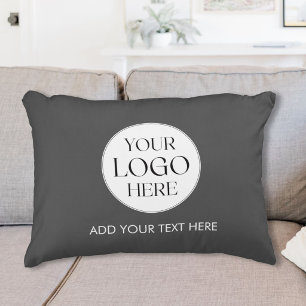 Cojín Decorativo Logotipo y texto promocional personalizado de la e