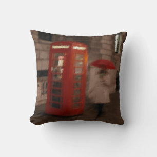 Cojín Decorativo London Rainy Day Phone Box / Paraguas Pillow