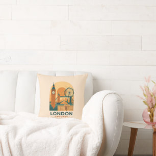 Cojín Decorativo Londres Vintage Inglaterra Viajes Retro