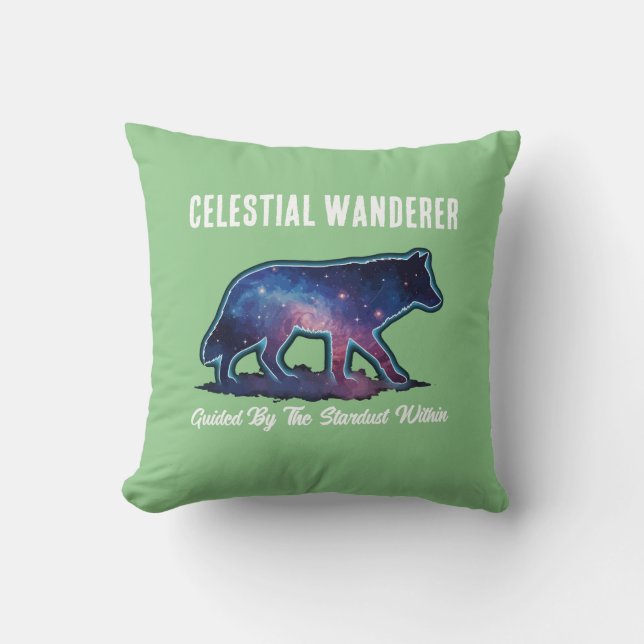 Cojín Decorativo Lone Galaxy Wolf Silhouette (Anverso)