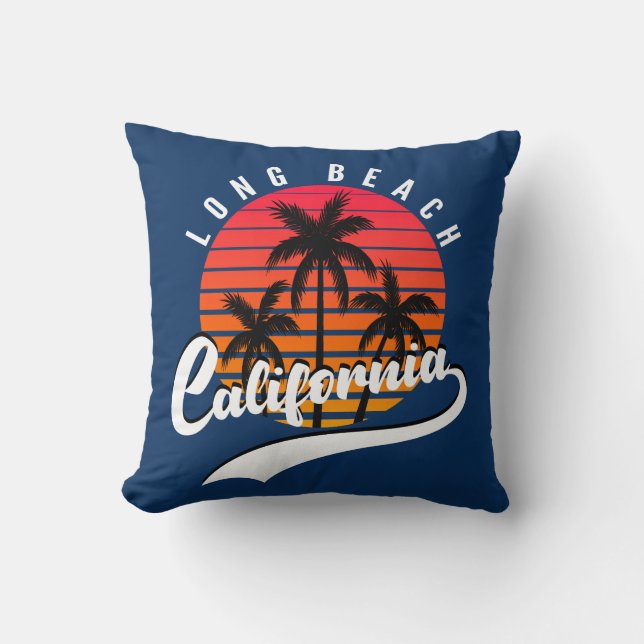 Cojín decorativo Long Beach Retro Sunset (Anverso)