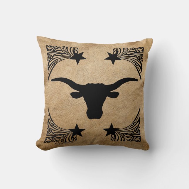 Cojín Decorativo Longhorn Steer Silhouette (Anverso)