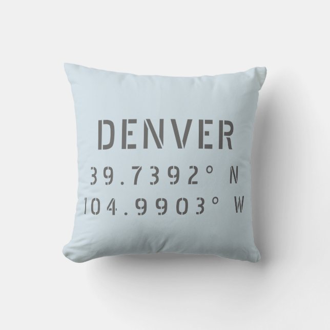 Cojín Decorativo Longitud de Denver Latitude (Anverso)